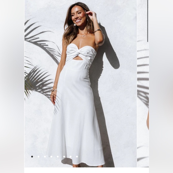 Petal and Pup Dress Women's 0 White Strapless Cut Out Midi Length Wedding - Picture 9 of 11